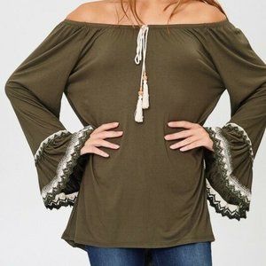 Plus Size Rich Oliver Green Off The Shoulder Tunic
